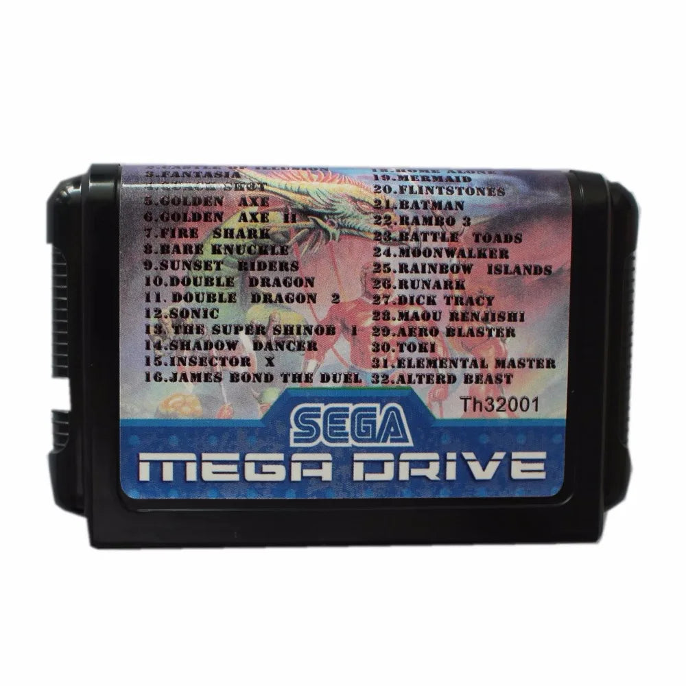 Super Game 32 In 1 16 Bit MD Game Card For Mega Drive For Genesis