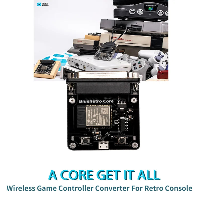 BlueRetro Core Adapter Cable Wireless Game Controller Converter For Retro Console For PS1 PS2 NGC N64 NES SNES DC SS GEN