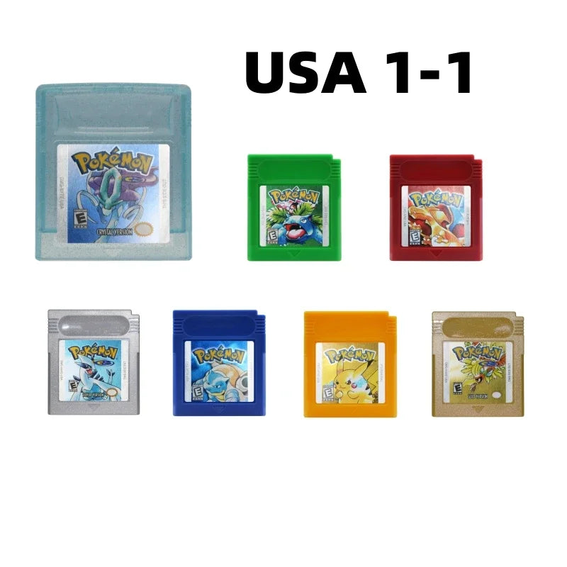 16 Bit Video Game Cartridge Console GBC Card Pokemon Red Green Silver Crystal Blue Golden Yellow USA/EUR/FRA/ESP/ITA/NOE Version
