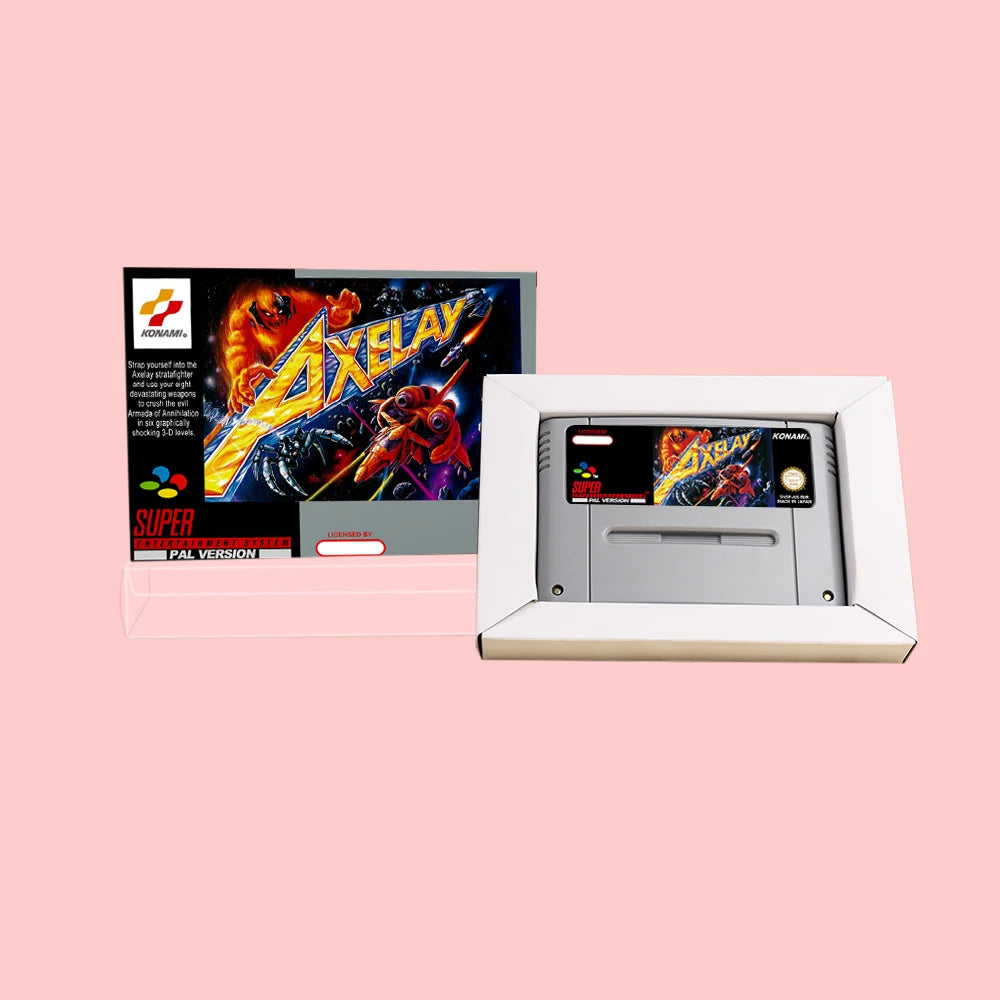 Axelay Action Game Cartridge with Retial Box For SNES 16bit NTSC PAL Video Game Consoles