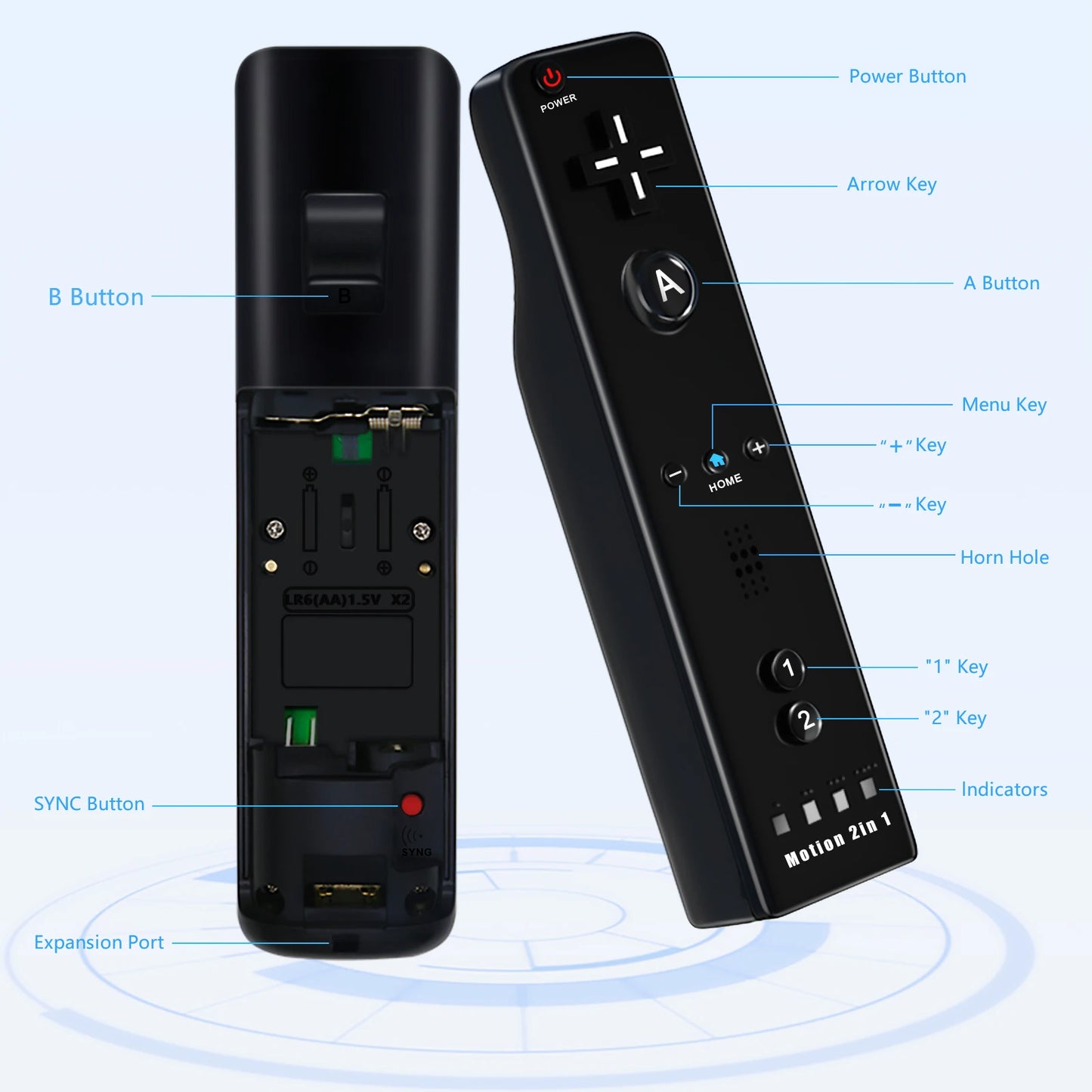 For Nintendo Wii/Wii U Joystick 2 in 1 Controller Set Wireless Remote Gamepad Motion Plus with Silicone Case Video Game