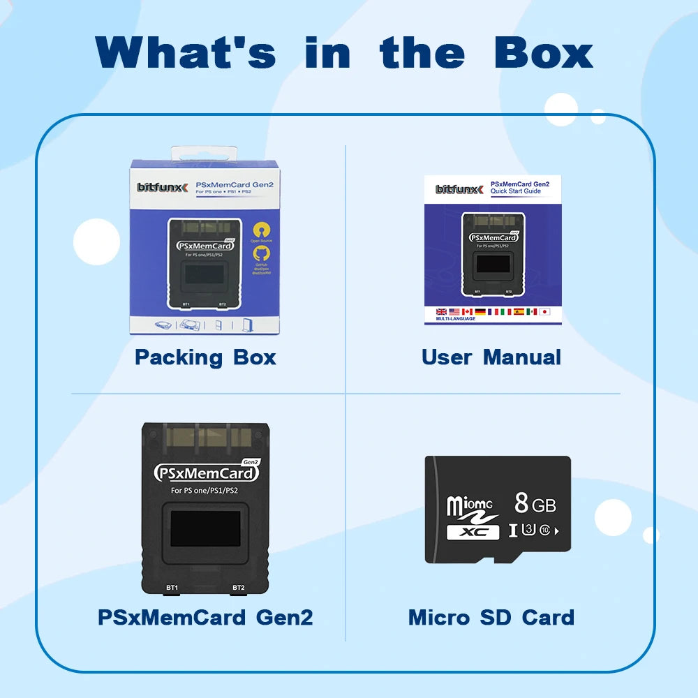 BitFunx PSxMemCard Gen2 SD2PSX Memory Card For PS1/PS2 SD Card Reader Card Adapter For PS One Game Console Save Data Game Card