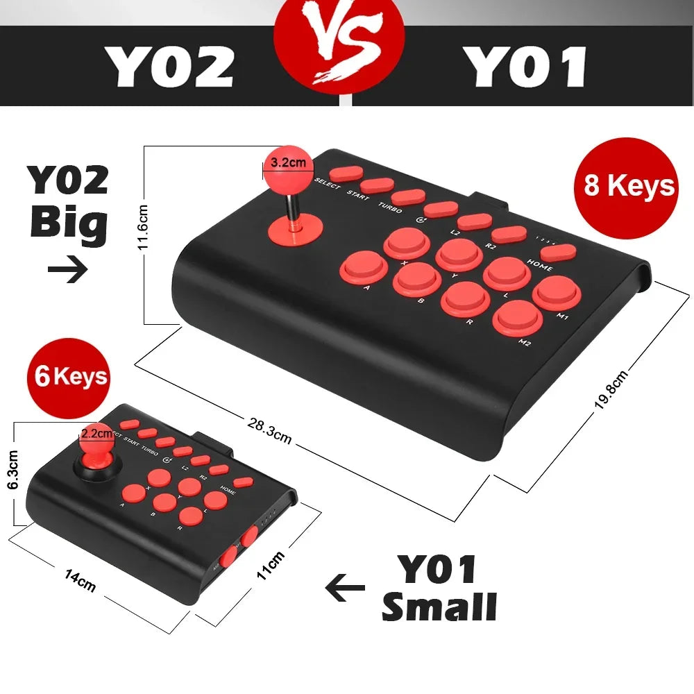 Y02 Arcade Joystick Rocker For PS4/Xbox One/Switch OLED/Androd/iOS Wired Wireless Street Fighter Control w Macro/Turbo Function