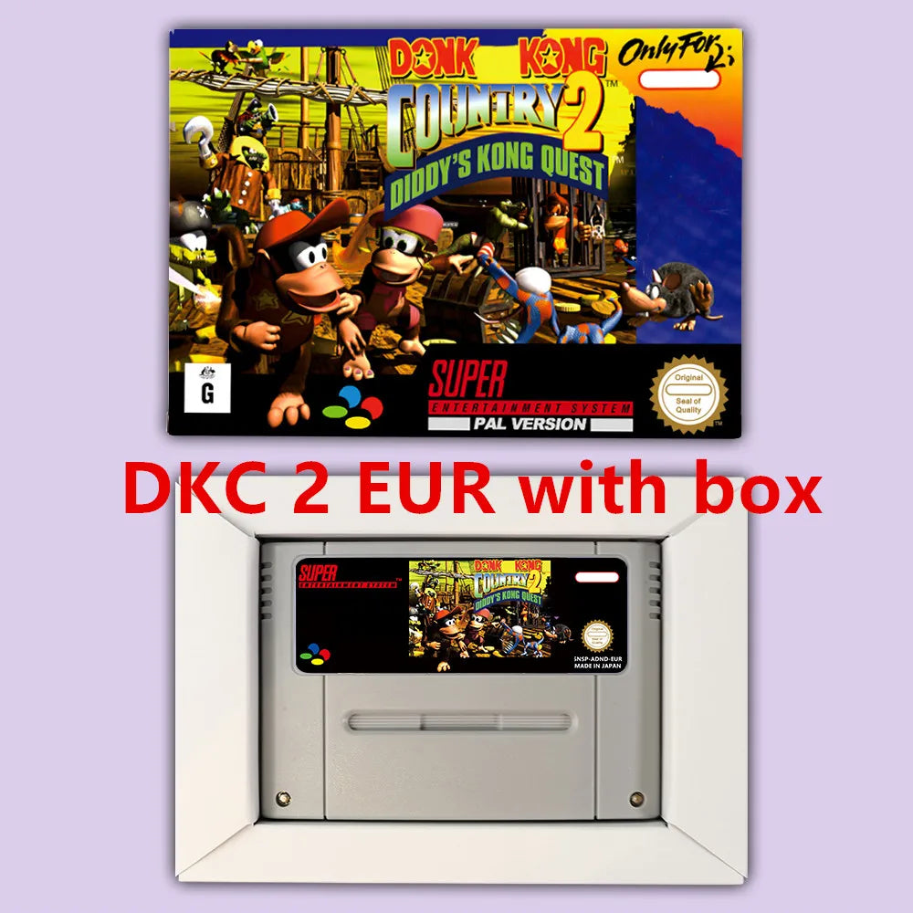 Donkey Game Country Kong 1 2 3 Competition RPG game for SNES 16 bit USA NTSC or EUR PAL Video Game Consoles Cartridge