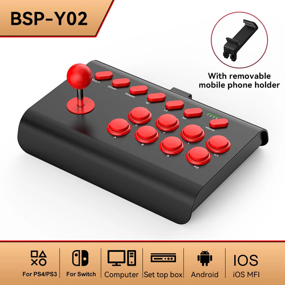 Wireless PC Game Joystick Bluetooth Arcade Game Stick Joystick Controller For Switch/PS4/PS3/Xbox One/PC Fighting Game Joystick