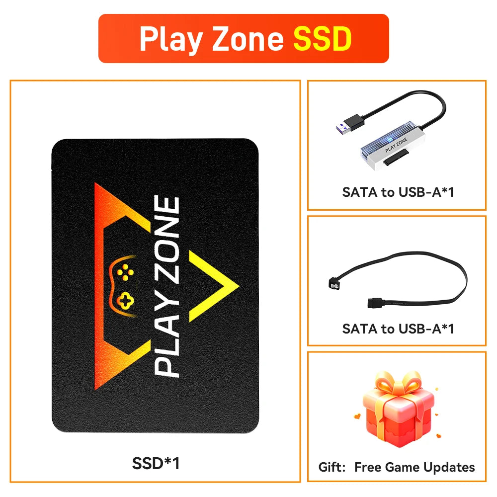 Portable Retro Game SSD PlayZone 1TB Launchbox/Playnite/Retrobat Emulator Game HDD For PS5/Xbox/Switch/PS4/PS3 With 16000+ Games