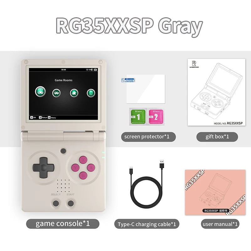 ANBERNIC RG35XXSP Flip Handheld Game Console 3.5'' IPS Screen Linux 64bit WiFi Bluetooth Retro Video Gaming Console 64G 5K Games