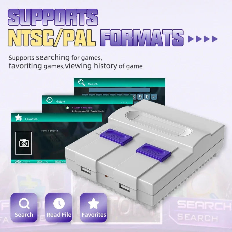 16bit Retro Game Console HDMI-Compatible 4K TV Super Game Console For For SNES NES Mame 5000 Games Dual Wireless Gamepad