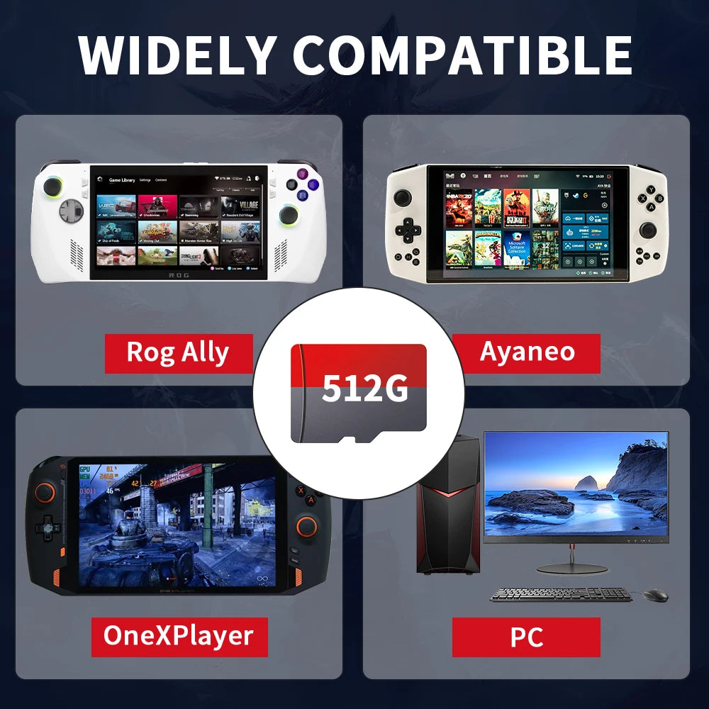 512G/1TB Game Card For ROG Ally/Win Handheld Game Consoles With 42000+ Retro/AAA Games Memory Card For N64/PS3/PS2/MAME/PSP/PS1