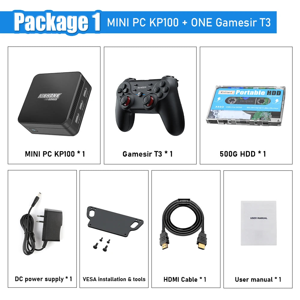 Super Console KP100 Mini PC Intel N100 16GB DDR5 & 512G SSD Batocera 100000+ Retro Games For PS3/PS2/PS1/PSP/Gamecube/WII/DC/SS