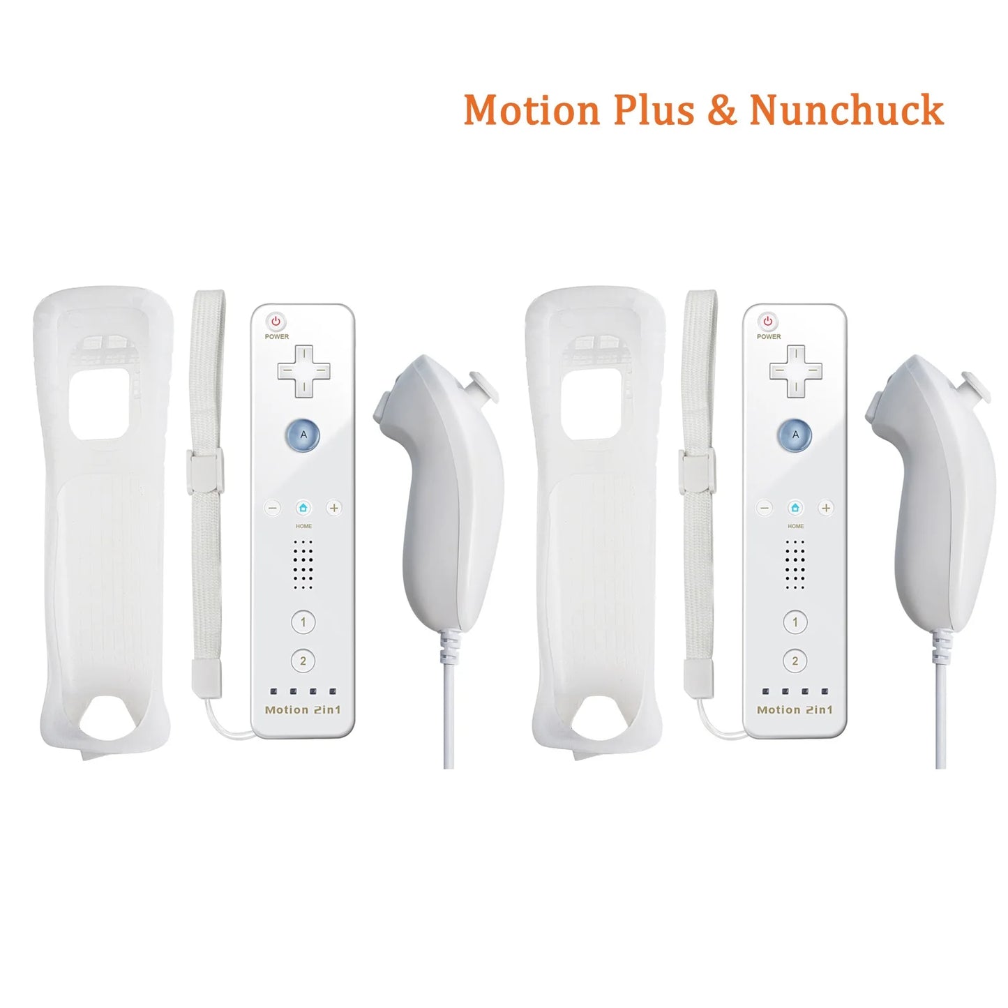 For Nintendo Wii/Wii U Joystick 2 in 1 Controller Set Wireless Remote Gamepad Motion Plus with Silicone Case Video Game