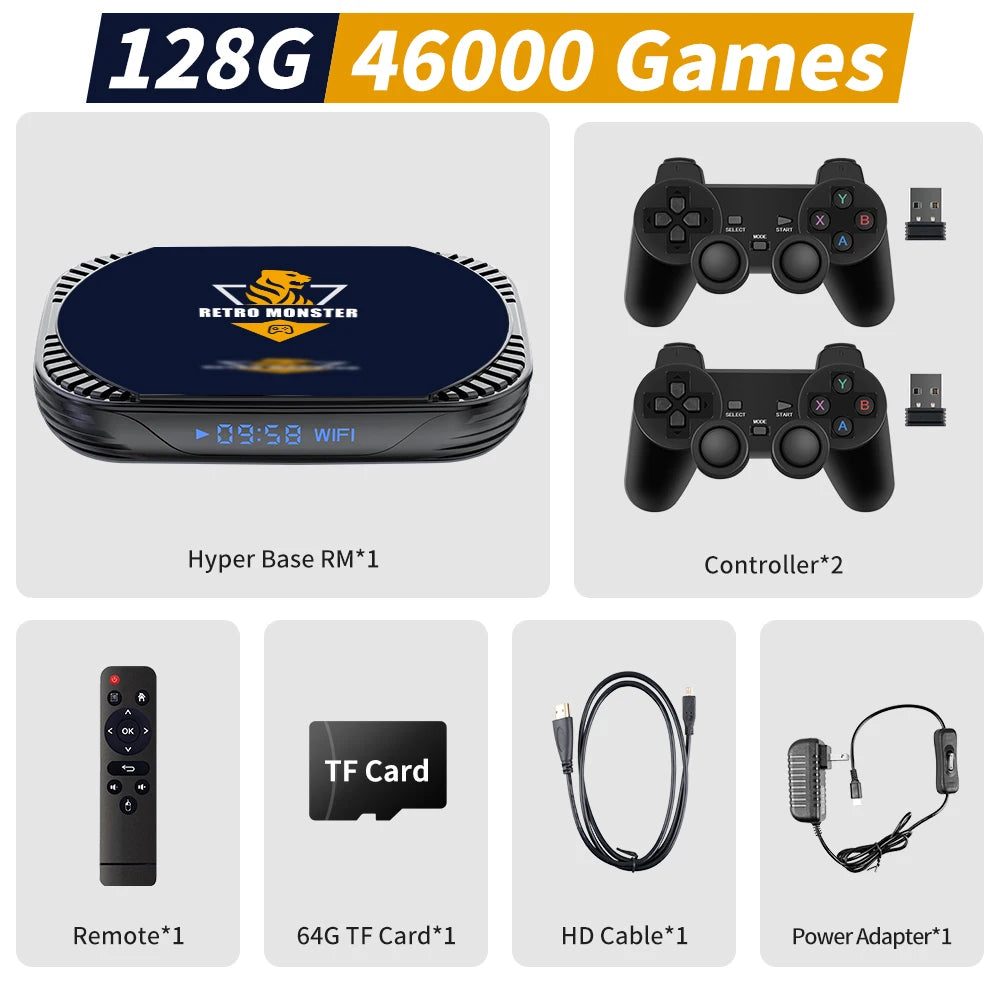 4K Retro Video Game Console S905X4 Retro Monster Game Box Built-in 48000 Games For PSP/PS1/Sega Saturn/SNES Android 11.0 TV Box