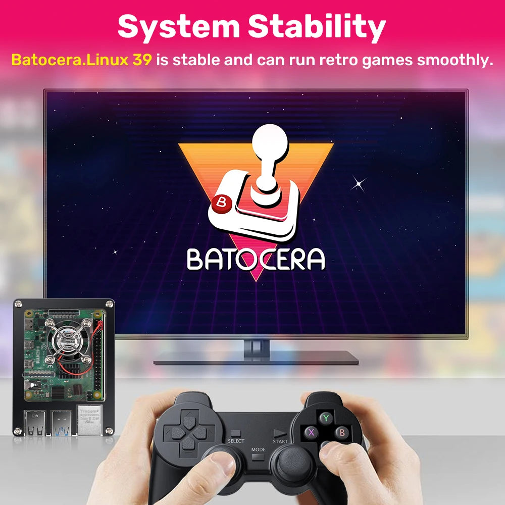 Raspberry Pi 4 Model B with 90000+Retro Games Batocera System Mini PC/Video Game Consoles for PS1/PSP/SEGA/SNES/NES/MAME/NDS/3DO