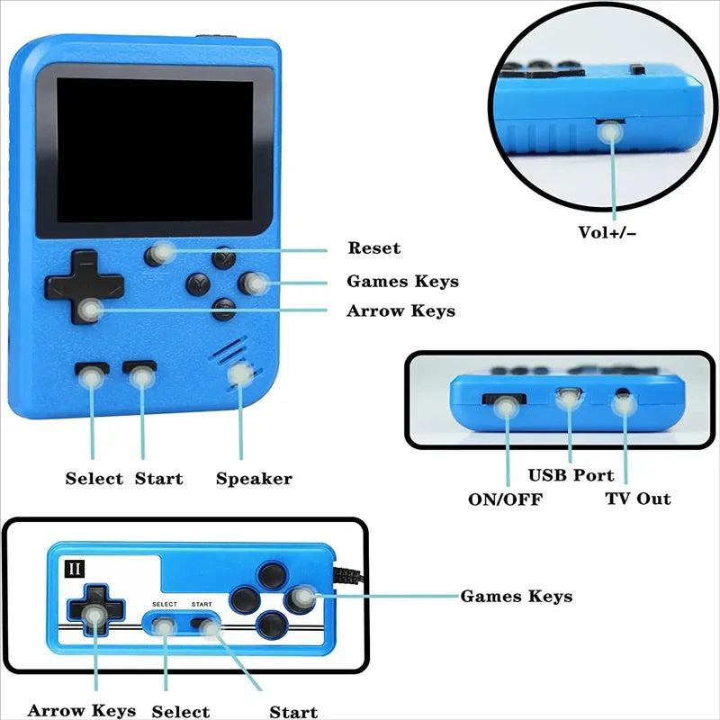 8-Bit Mini Video Game Console Built In 400 Games Retro Portable 3.0 Inch Color LCD Console Handheld Game Player For Kids Gift