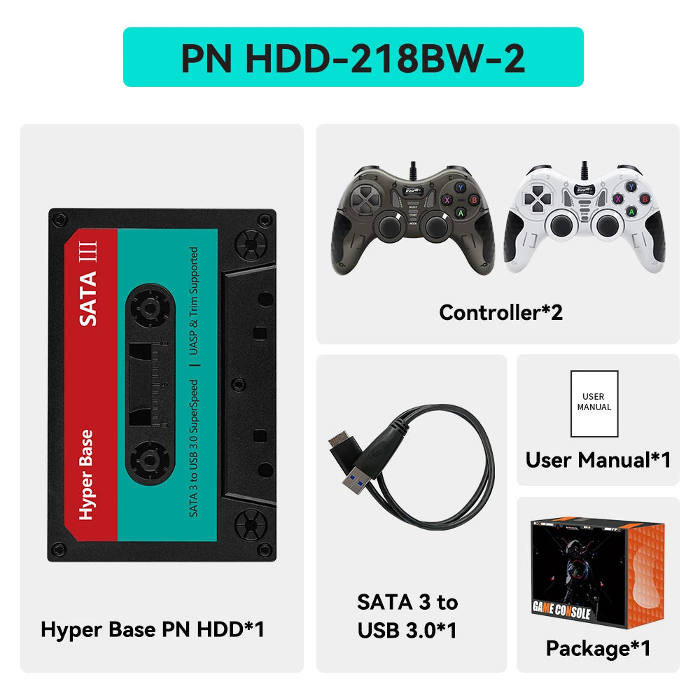 JMachen Playnite System 2TB External Game Hard Drive with 77 AAA Games for PS4/PS3/PS2/XBOX/WiiU/Wii/MAME/PS1/PSP/SS Plug&Play