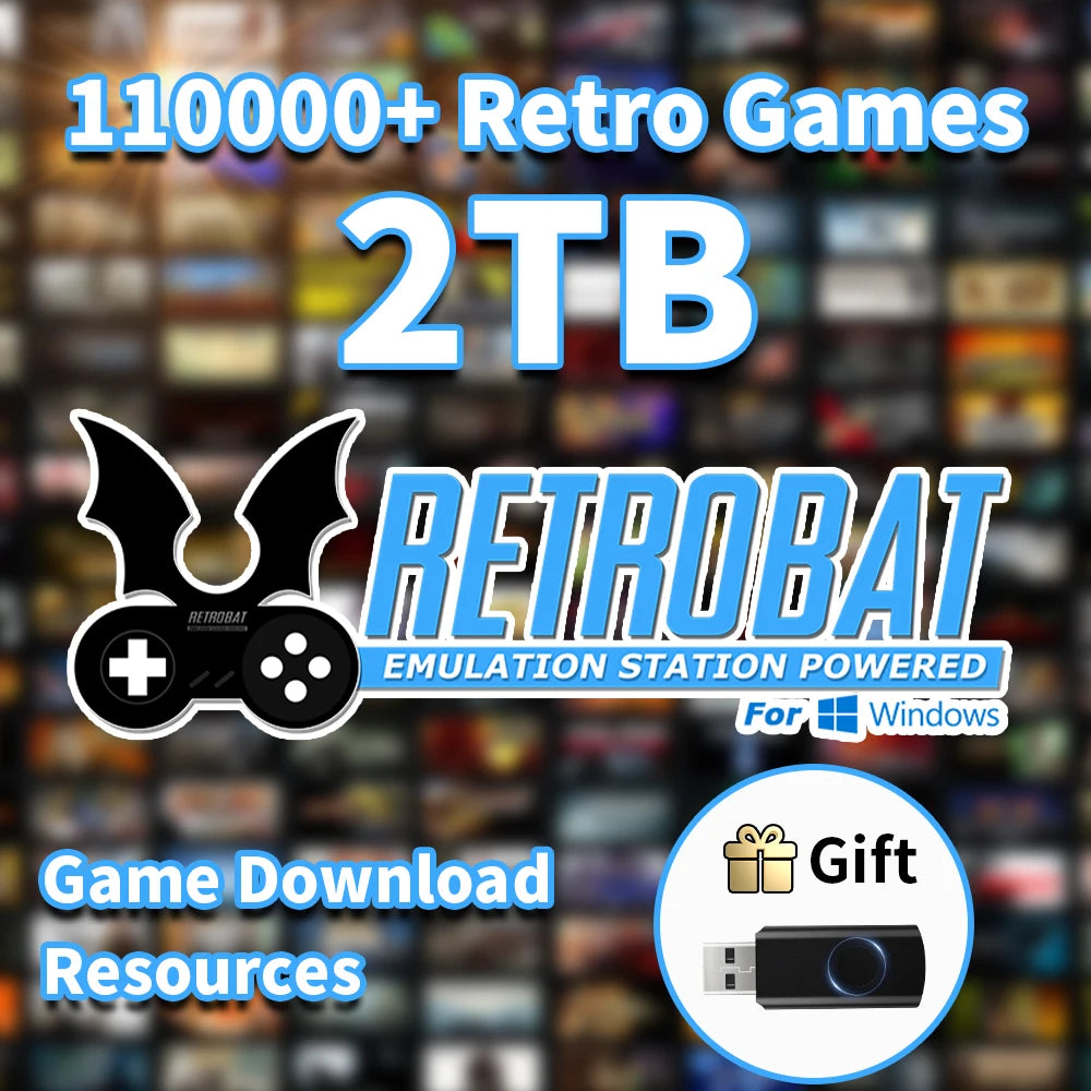 Game Download Resources Retrobat System with 110000+ Game Download Resources for PS3/PS2/PS1/PSP/DC/Wii/N64 for Win PC/Laptop