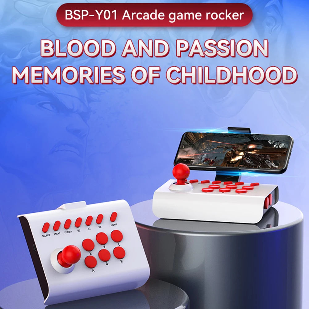 6 In1 Retro Arcade Console Game Joystick Rocker 3 Connection Modes Wireless Bluetooth Wired Fight Controller for Switch PS4 PS3