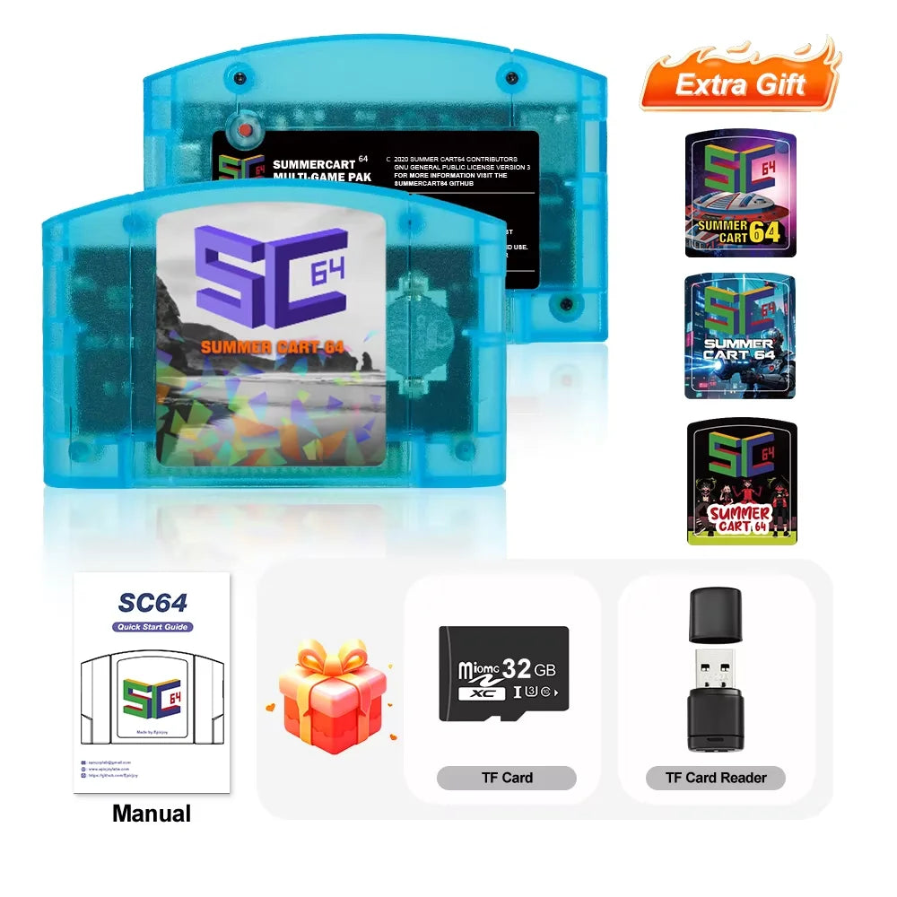 EPICJOY SummerCart 64 Open Source N64 Game Card For Nintendo 64 Game Console 32GB SD Card Compatibility 5400+ games & 64DD Games