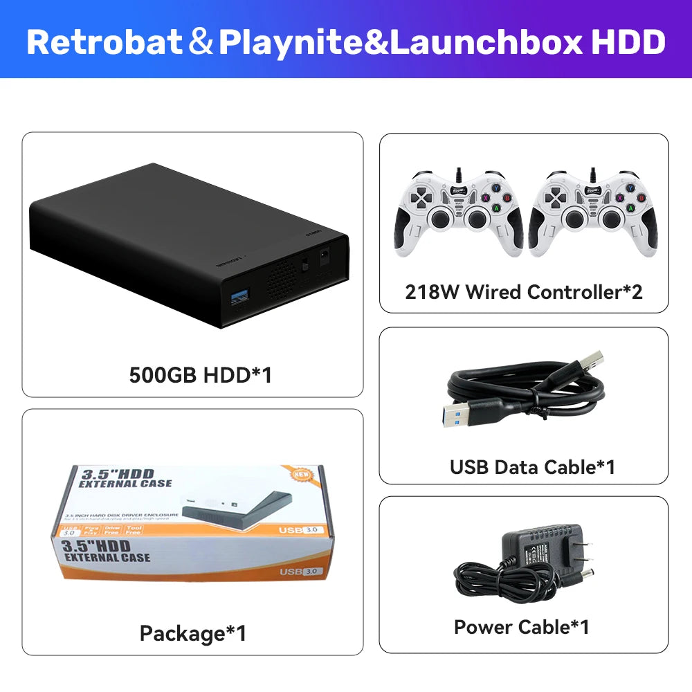 500G Portable Video Gaming Consoles For PS2/PS3/PS1/N64/Xbox/MAME/NDS/NES/PSP/DC/Wii External Game Hard Drive With 38000+ Games