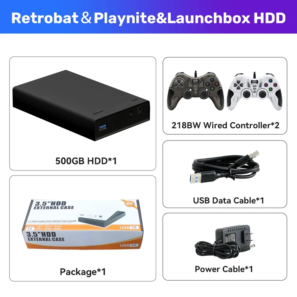 500G Portable Video Gaming Consoles For PS2/PS3/PS1/N64/Xbox/MAME/NDS/NES/PSP/DC/Wii External Game Hard Drive With 38000+ Games