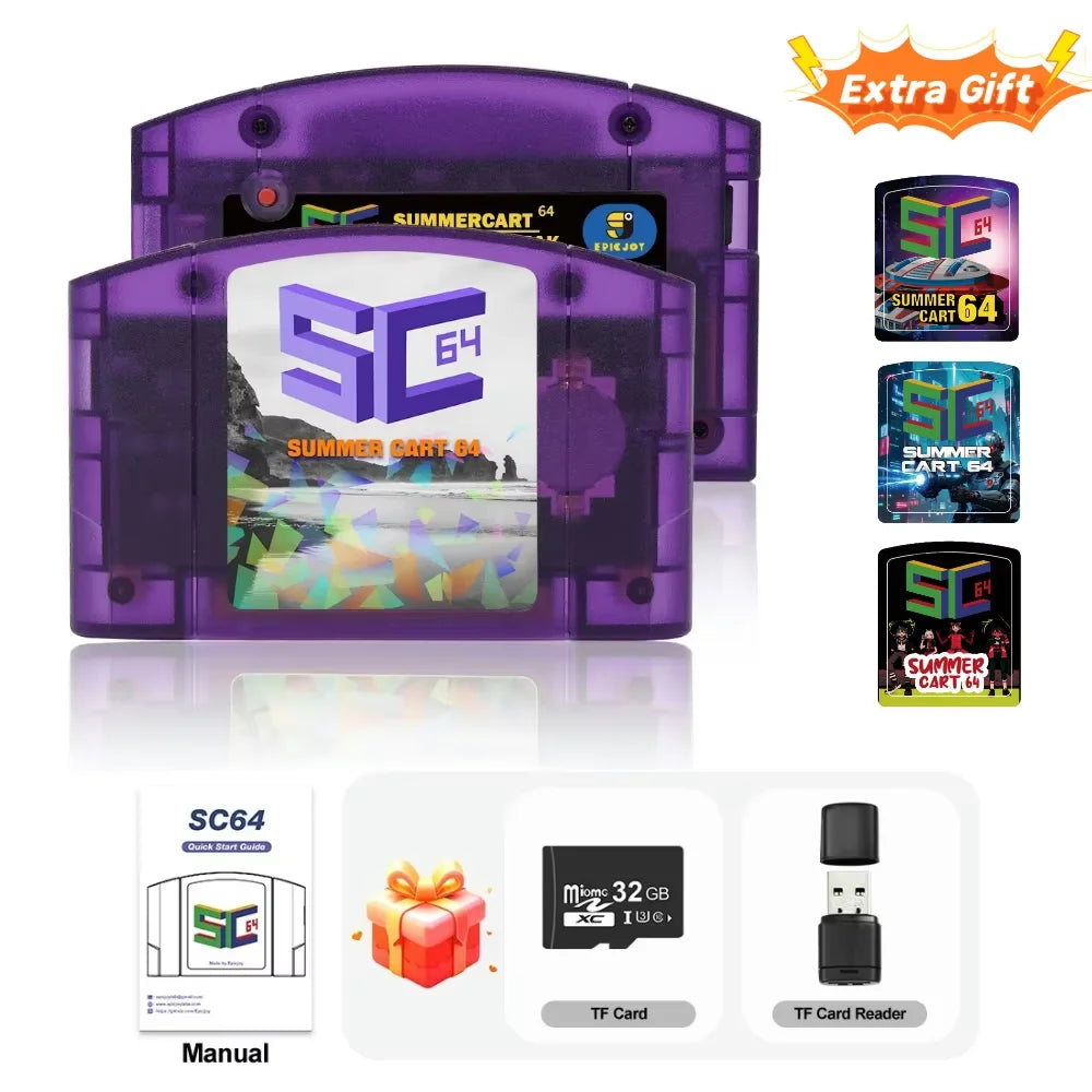 EPICJOY SummerCart 64 Open Source N64 Game Card For Nintendo 64 Game Console 32GB SD Card Compatibility 5400+ games & 64DD Games