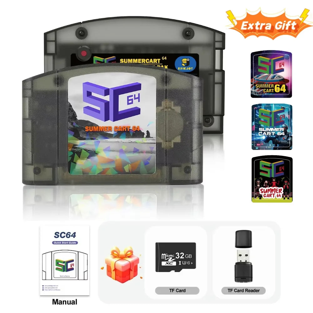 EPICJOY SummerCart 64 Open Source N64 Game Card For Nintendo 64 Game Console 32GB SD Card Compatibility 5400+ games & 64DD Games