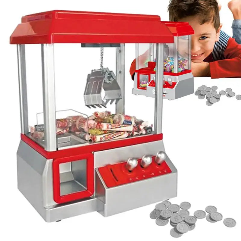 Mini Claw Machine Retro Claw Machine Arcade Game Cool Fun Mini Candy Grabber Prize Dispenser Vending Toy Gift With 24 GameCoins