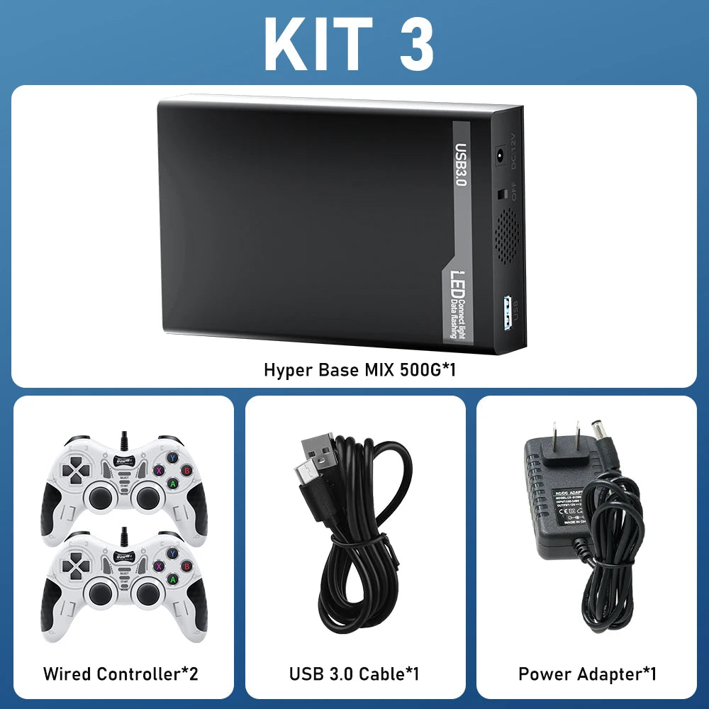 500G Retro Gaming HDD Video Game Console Retrobat&Playnite&Launchbox OS for XBOX/PS3/PS2/Switch/Wii/WiiU/DC/NES with 38200+Games