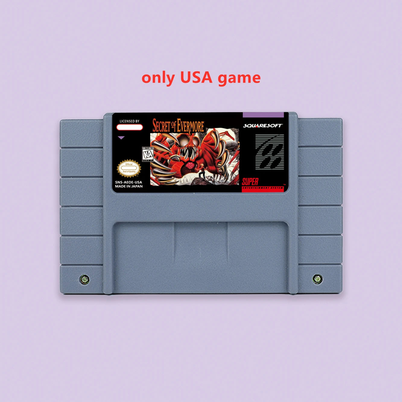 Secret of Evermore RPG game for SNES 16 bit USA NTSC or EUR PAL Video Game Consoles Cartridge
