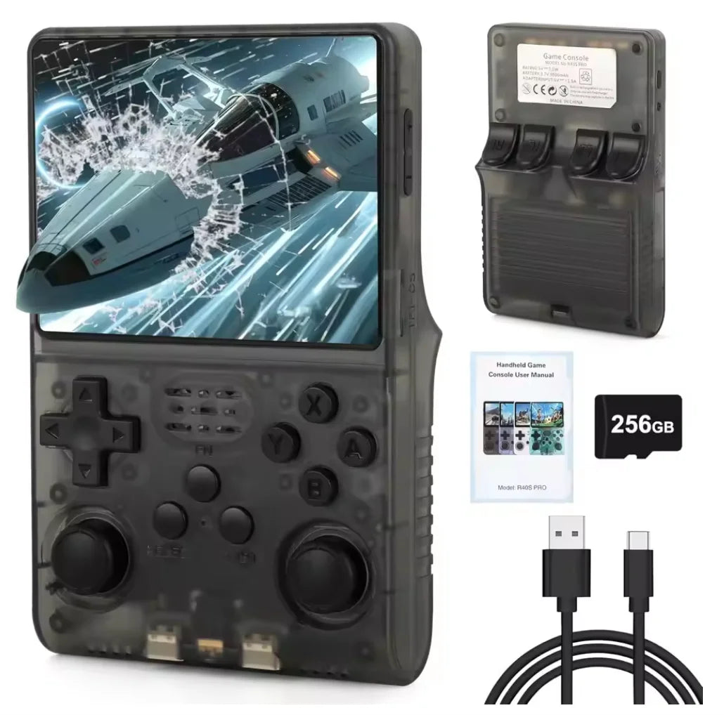 R40S Pro 30000 Games Retro Handheld Game Console 3.5 Inch IPS Screen Portable Pocket Video Player 256GB Games Kid Gift
