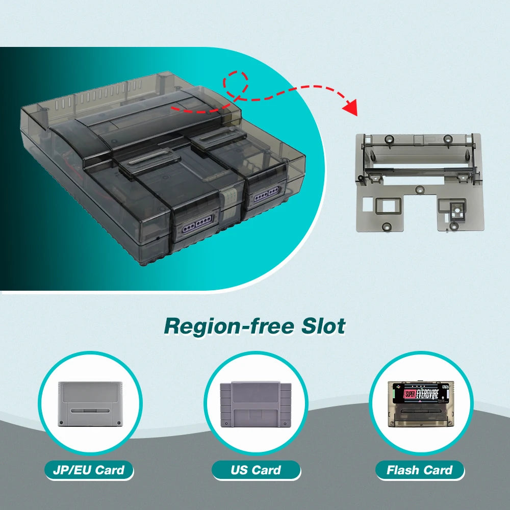 Transparent SNES Replacement Shell For Super Nintendo Entertainment System SNS-001 Retro game Console SNES Case