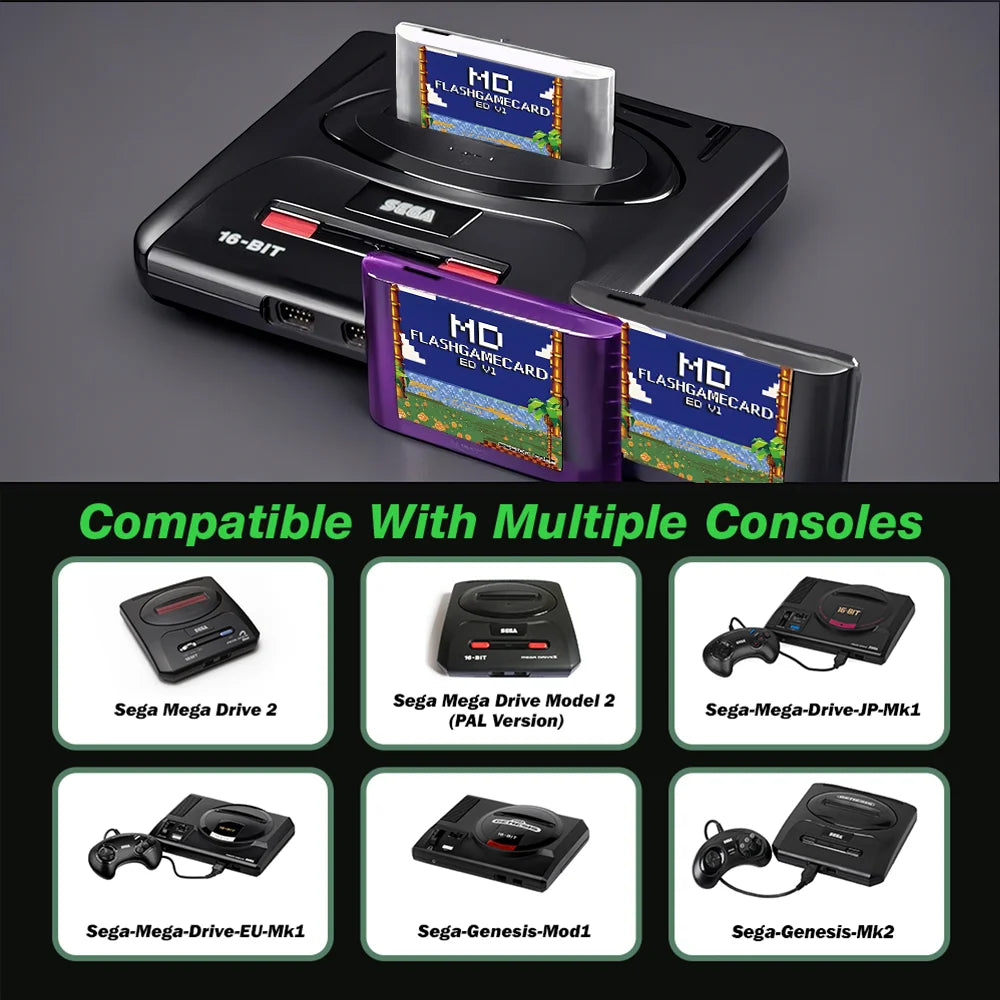 3000 in 1 Mega Genesis V1 With 4GB TF Card EDMD Game Card For SEGA Genesis Mega Drive Master System Game Console