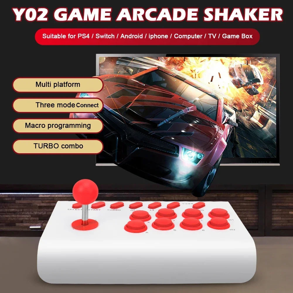 Y02 Arcade Joystick Rocker For PS4/Xbox One/Switch OLED/Androd/iOS Wired Wireless Street Fighter Control w Macro/Turbo Function
