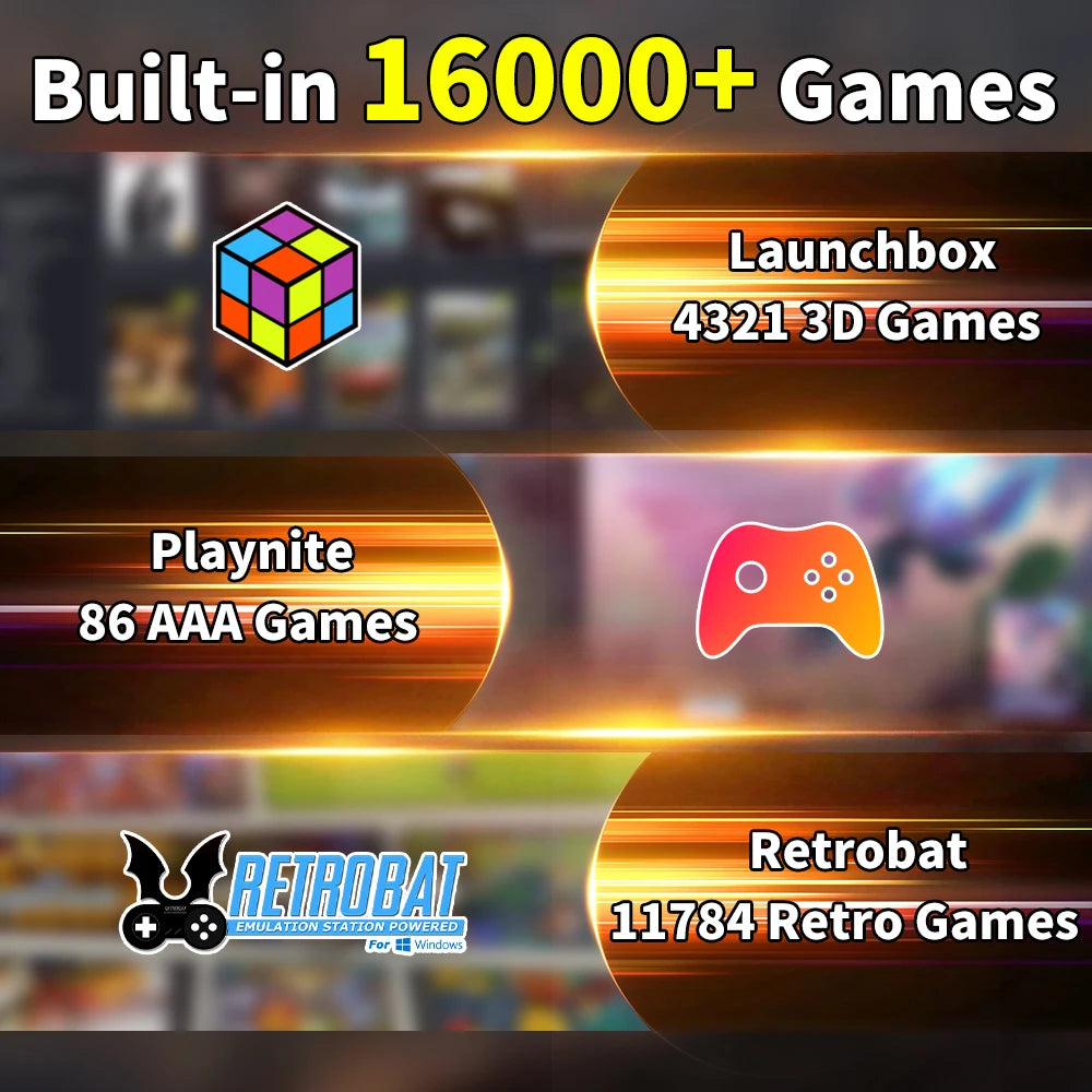 PlayZone 1TB Gaming SSD Game Console 80+Emulator for PS5/PS4/Switch/XBOX/PS3/PS2 with 16191 AAA&3D&Retro Game for Win PC/Laptop