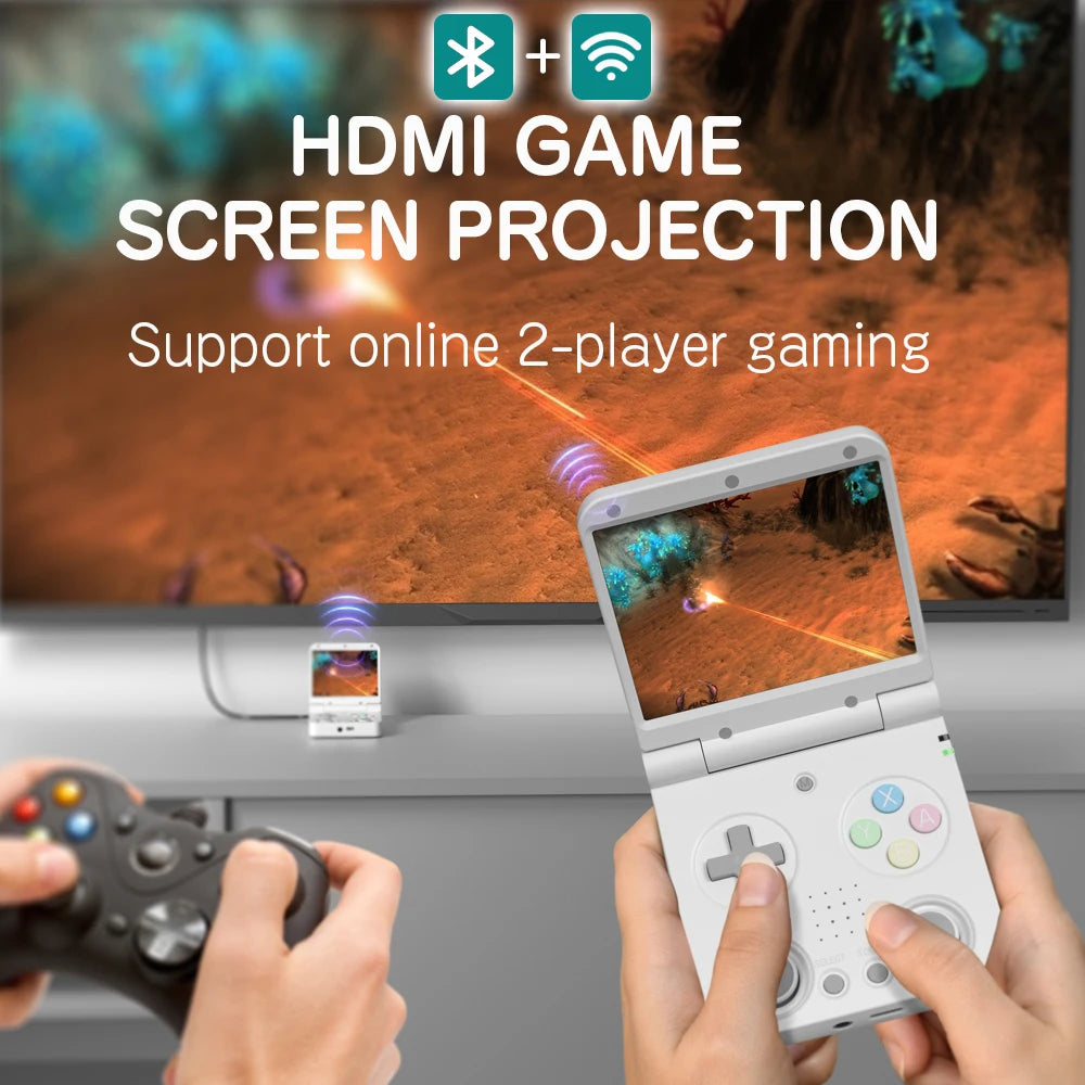 MIYOO Flip V2 Handheld Game Players 3.5''IPS Screen Linux System Classic Portable Video Game Consoles Storage Bag Gamer Gift