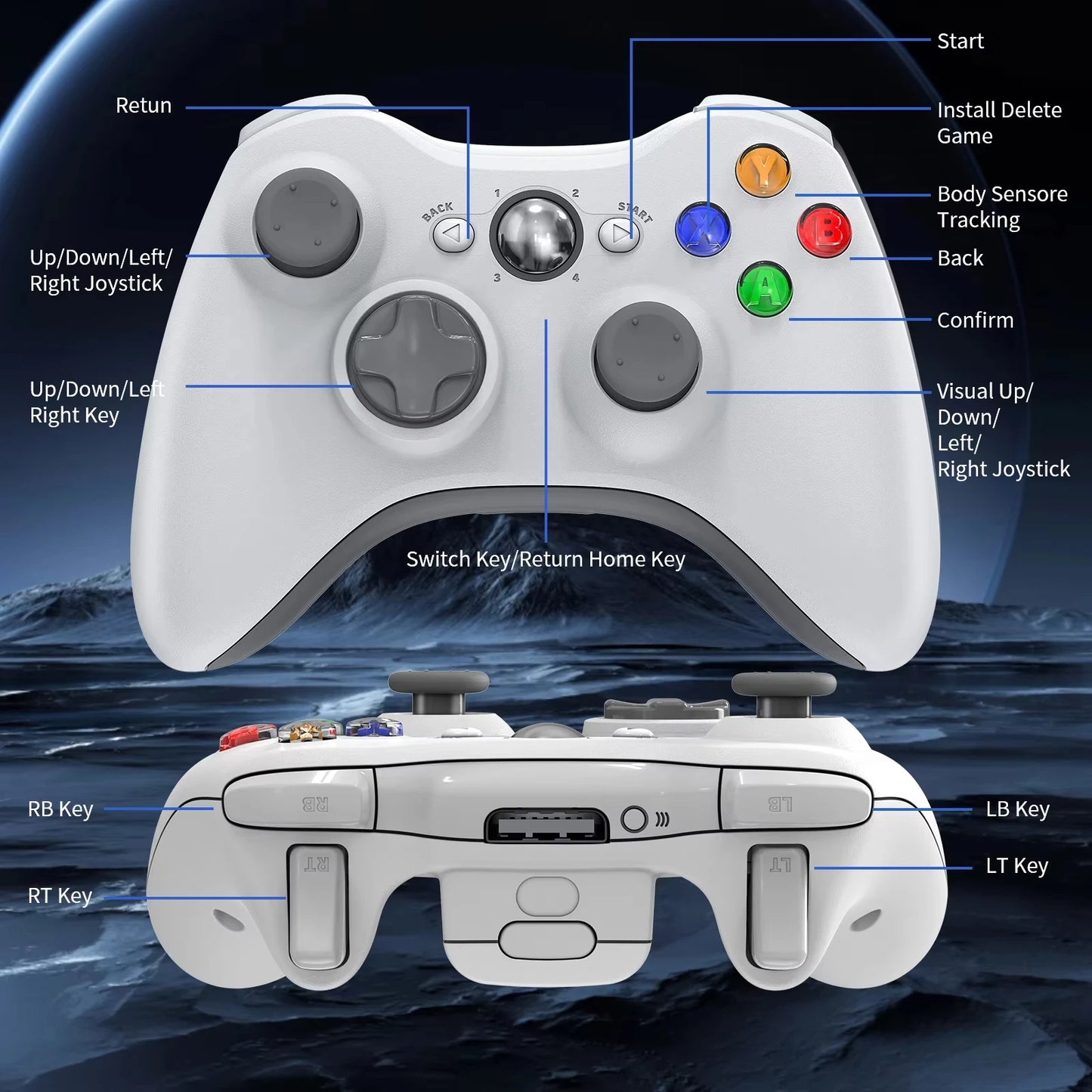 Xbox 360 Wired Controller For Xbox 360 PC Windows 10/8.1/8/7 Game Handle Double Shock Games Gamepad Video Game Console Joystick