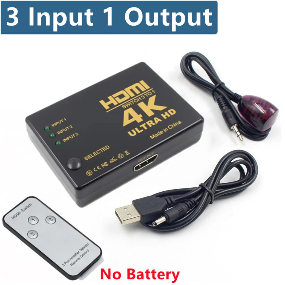 5x1 HDMI Switch HD 4K Video Switcher With IR Remote Controller 5 Input 1 Output HDMI Switches for Xbox PS4 DVD HDTV PC Laptop TV