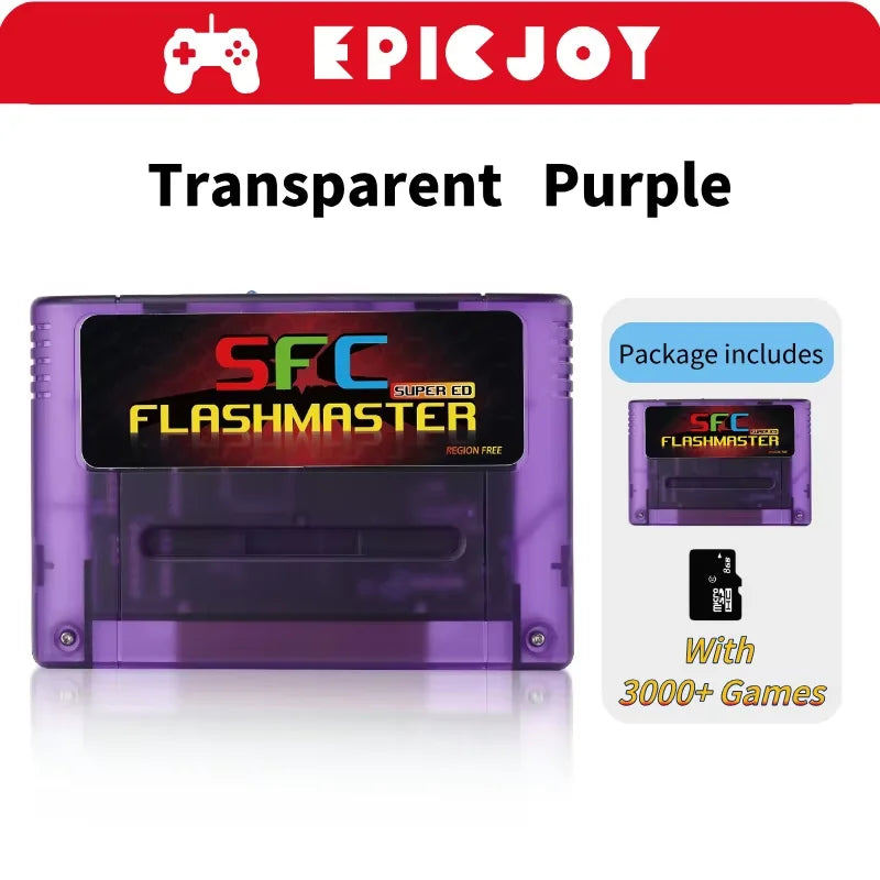 Super SFC Game Card 3000 in 1 With 8GB TF Card For Nintendo SNES SFC Game Console Compatible With original US,EU&JP Consoles