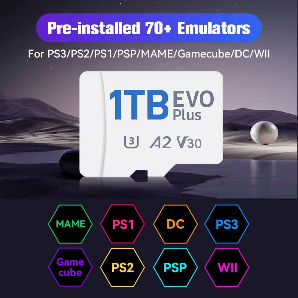 Batocera 39 OS Gaming Card For Steam Deck/Win Handheld Console/PC 1TB TF Card With 61000 Retro Games For PS3/PS2/PS1/PSP/MAME/DC