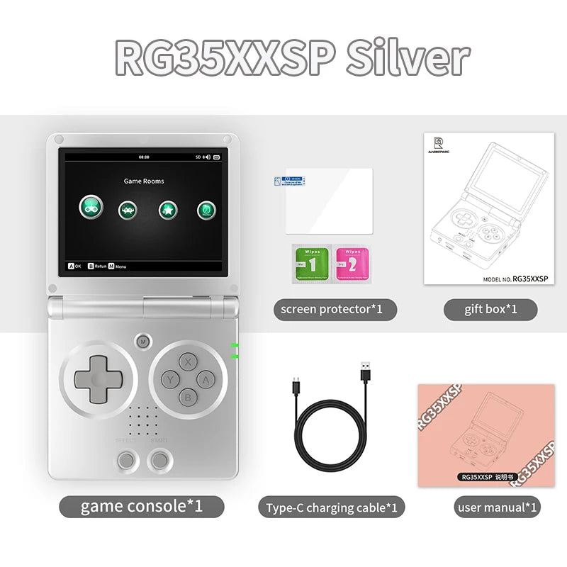 ANBERNIC RG35XXSP Flip Handheld Game Console 3.5'' IPS Screen Linux 64bit WiFi Bluetooth Retro Video Gaming Console 64G 5K Games