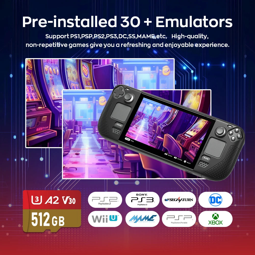 Batocera TF/Game Card for Steam Deck/Windows/MAC/Handheld Game Console for PS3/PS2/SS/PS1/PSP/DC/MAME 30+Emulators&15000+Games