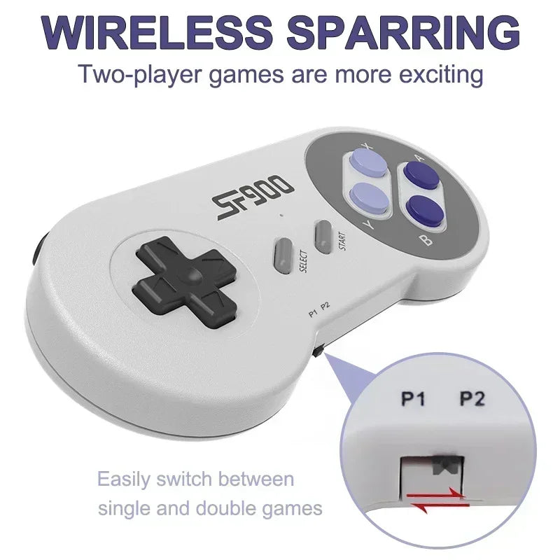 SF900 Consola for Super Nintendo 16 Bit Game Stick 5000 Retro Games HD Video Game Consoles for NES SNES Wireless Controller