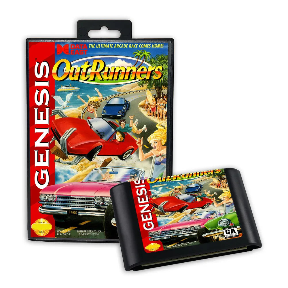 Retro OutRunners 16bit game cartridge for Sega Genesis Megadrive video game consoles