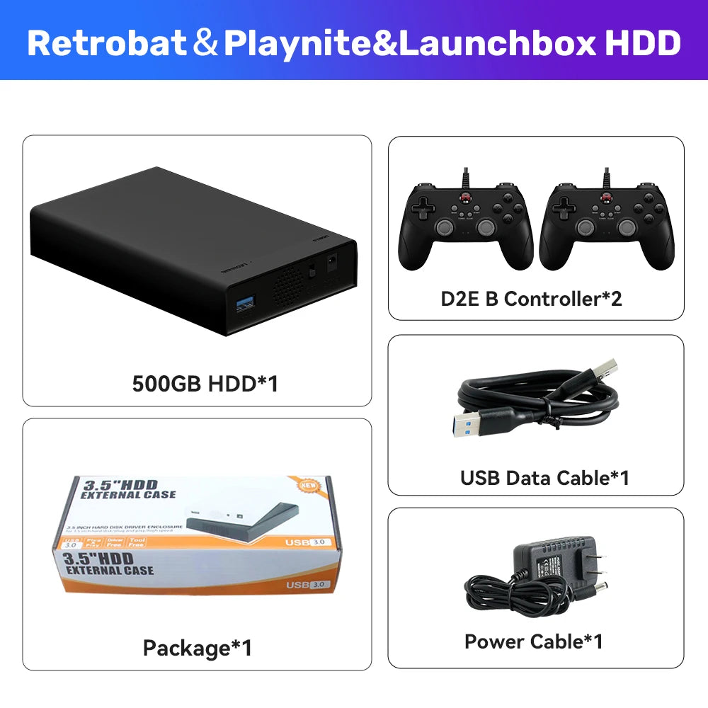 500G Portable Video Gaming Consoles For PS2/PS3/PS1/N64/Xbox/MAME/NDS/NES/PSP/DC/Wii External Game Hard Drive With 38000+ Games