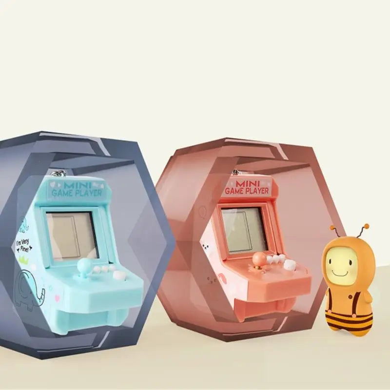 Mini Portable Game Console With Keychain Children Handheld Puzzle Retro Arcade Cute Bag Pendant