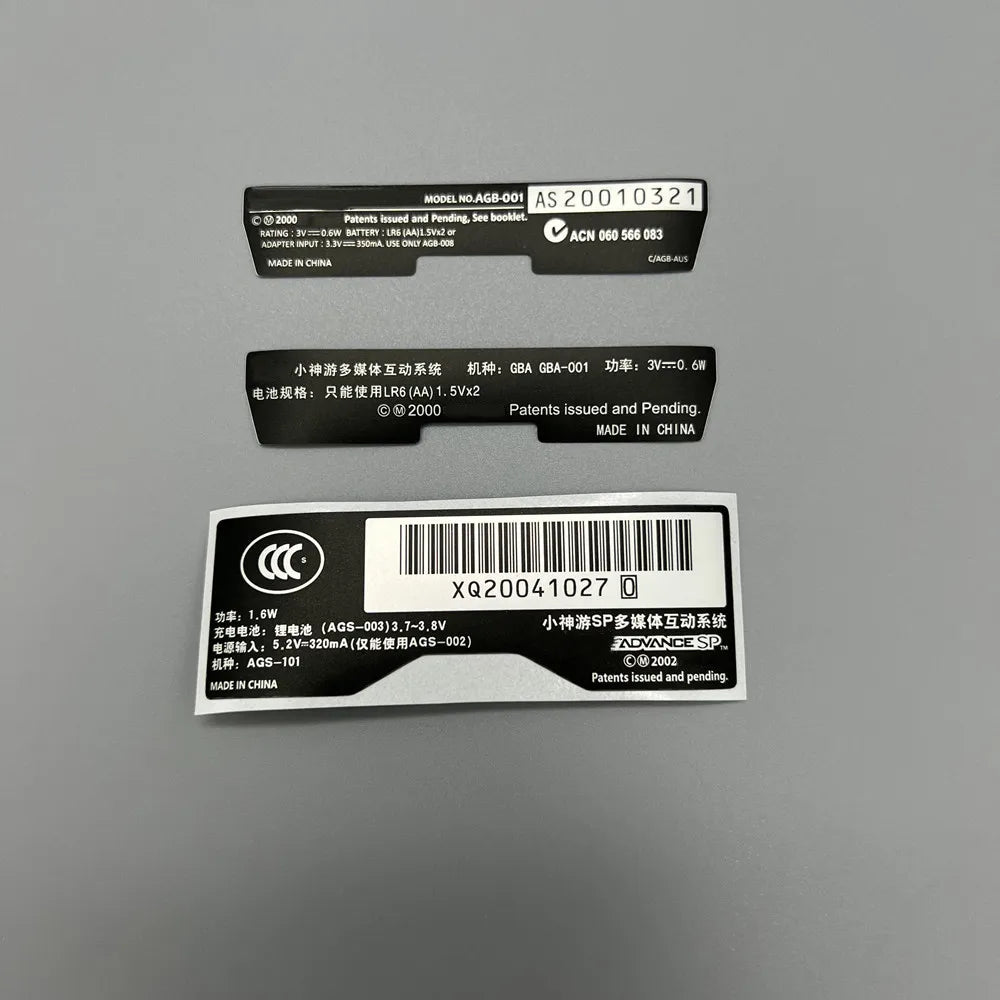 Label Sticker for GBA GBASP