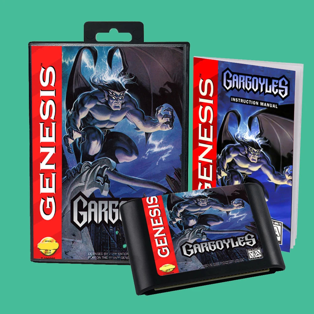 Gargoyles USA Game for SEGA Mega Drive Genesis 16 bit Consoles Game Cartridge Box Manual