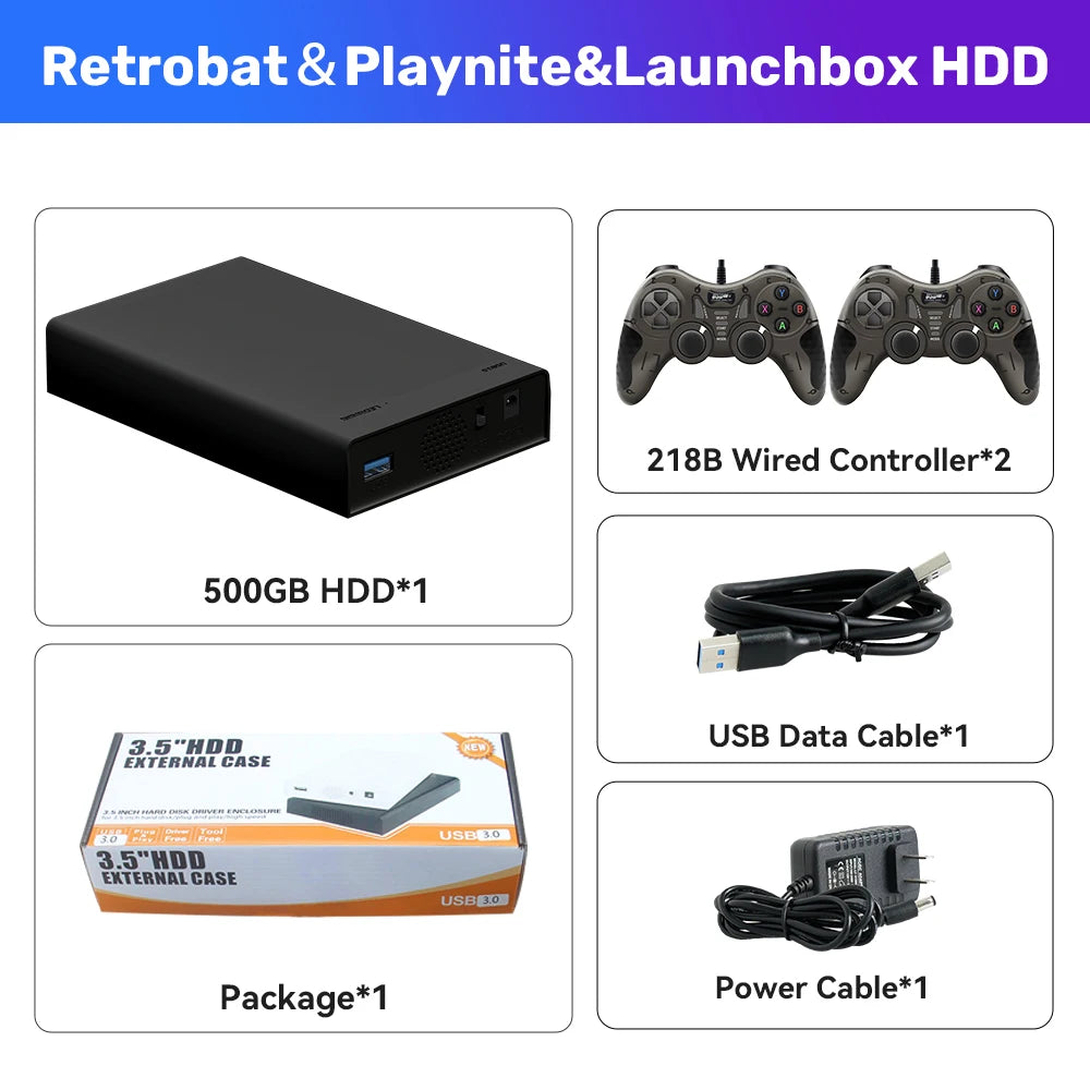 500G Portable Video Gaming Consoles For PS2/PS3/PS1/N64/Xbox/MAME/NDS/NES/PSP/DC/Wii External Game Hard Drive With 38000+ Games
