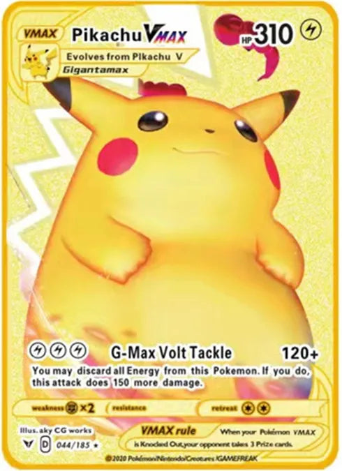 Pokemon English Metal Card Anime Pikachu Charizard Mewtwo Blastoise Vmax Shiny Letters Game Collection Card Kids Toy Gifts