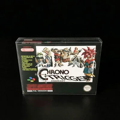 Reproduction Game Retail Box + White Inner lining + Plastic Protective Box For 16 Bit SNES Game Cartridge Card (No Game Card)
